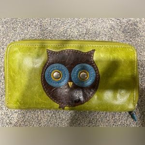 Vintage fossil leather wallet accordion zip around